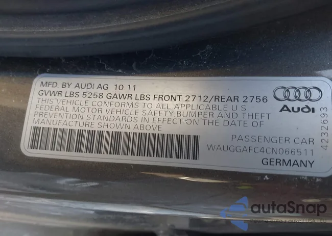 WAUGGAFC4CN066511: 44200567