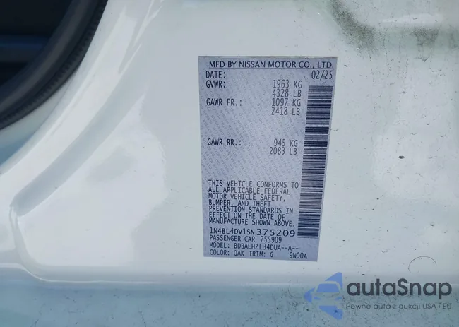 1N4BL4DV1SN375209: 44200586