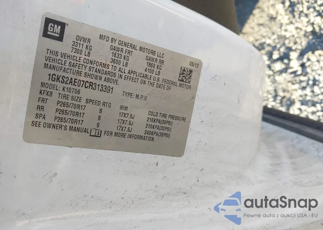 1GKS2AE07CR313391: 44200605