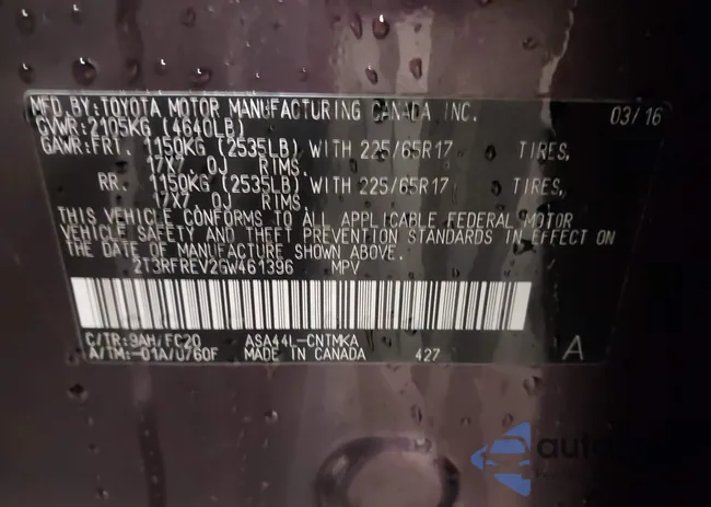 2T3RFREV2GW461396: 44200617