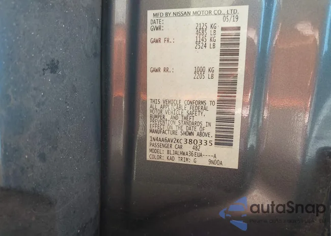 1N4AA6AV2KC380335: 44200683