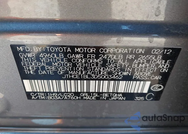 JTHCE1BL3D5003462: 44200760