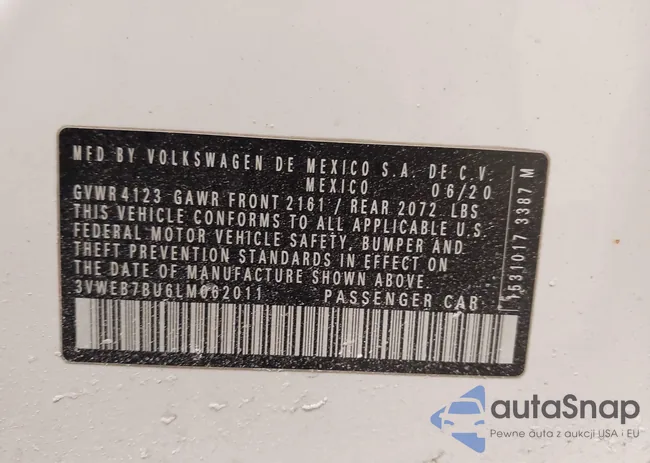 3VWEB7BU6LM062011: 44200906