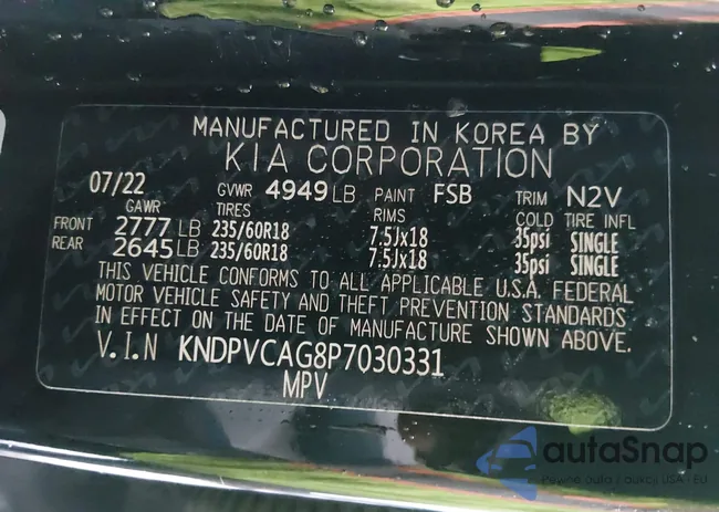 KNDPVCAG8P7030331: 44200911