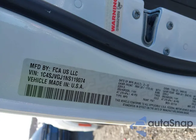 1C4SJVGJ1NS119074: 44200042