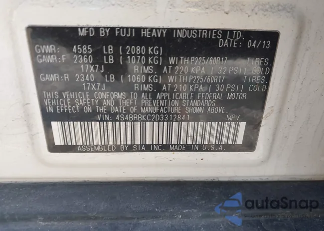 4S4BRBKC2D3312841: 44200047