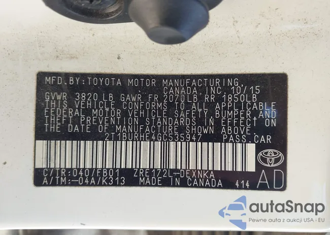 2T1BURHE4GC535947: 44200068