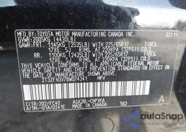 2T3ZF4DV7BW074341: 44200070