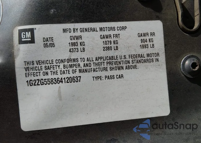 1G2ZG558364120637: 44200094