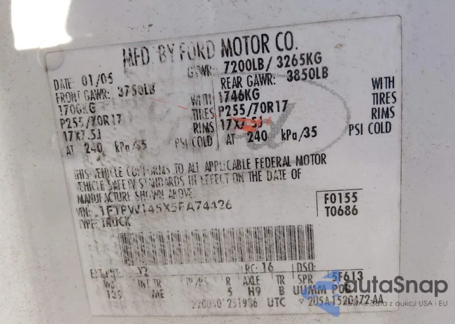 1FTPW145X5FA74426: 44200166