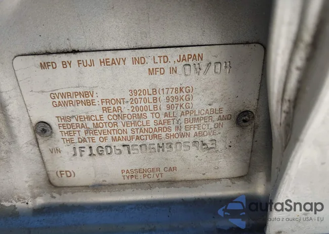 JF1GD67505H505963: 44200305