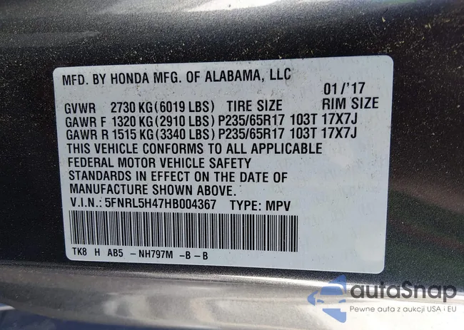 5FNRL5H47HB004367: 44200341