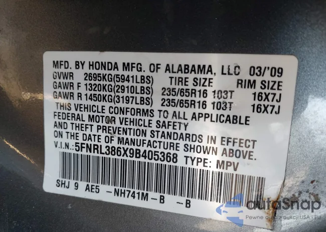 5FNRL386X9B405368: 44200375