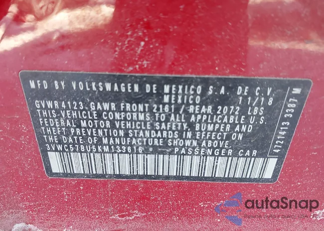 3VWC57BU5KM133616: 44200386