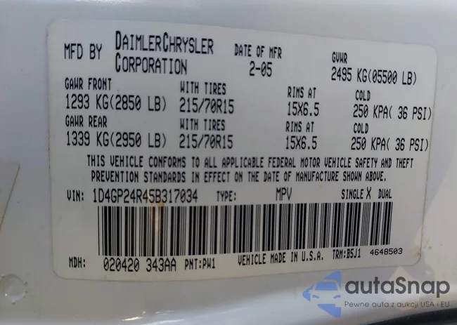 1D4GP24R45B317034: 44200388