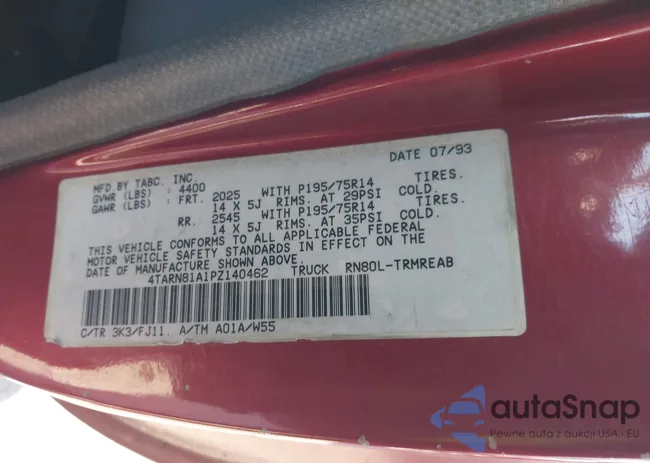 4TARN81A1PZ140462: 44201399