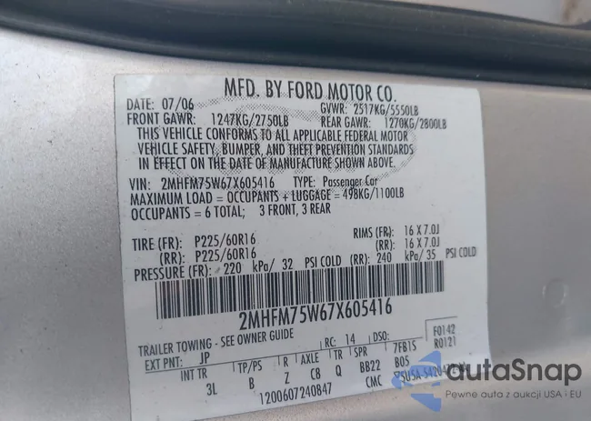 2MHFM75W67X605416: 44201457