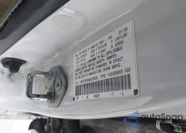 1HGCP36828A033628: 44201524