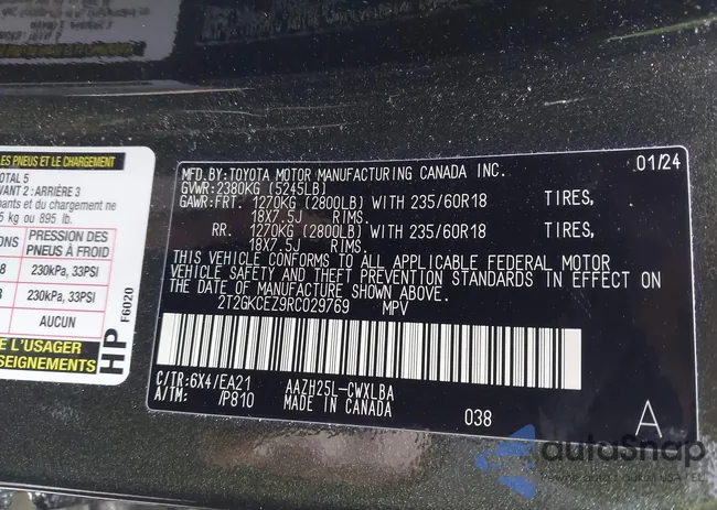 2T2GKCEZ9RC029769: 44201562