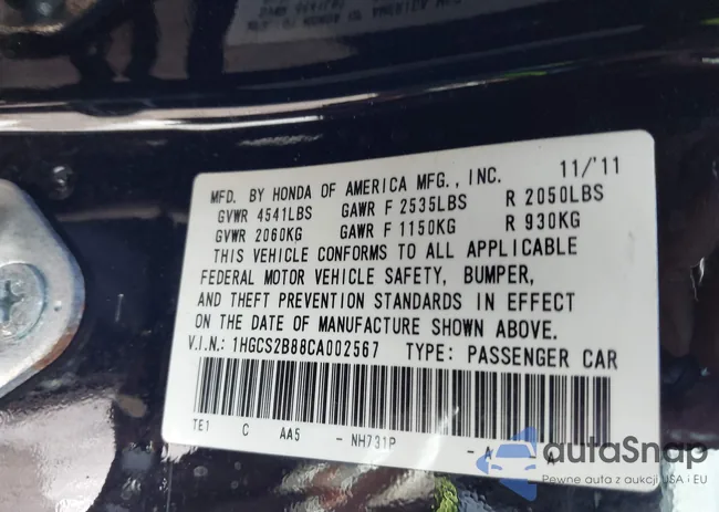 1HGCS2B88CA002567: 44201692