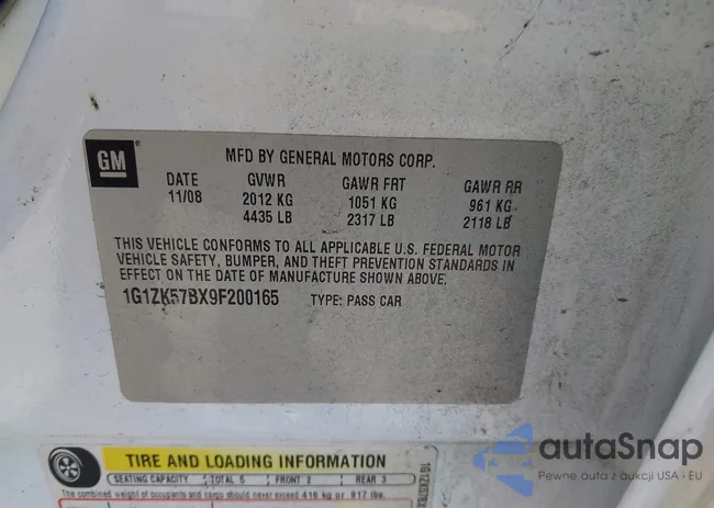 1G1ZK57BX9F200165: 44201697