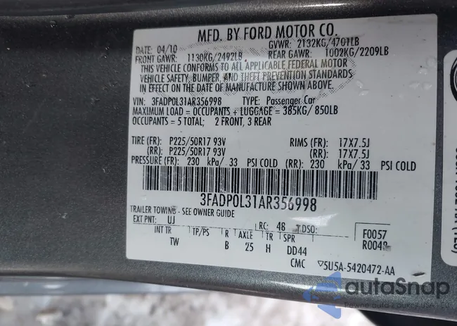 3FADP0L31AR356998: 44201724