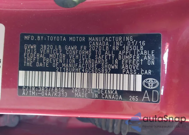 2T1BURHE4GC605897: 44201966