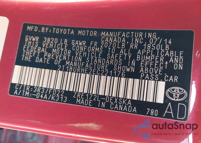 2T1BURHE2EC221176: 44201007