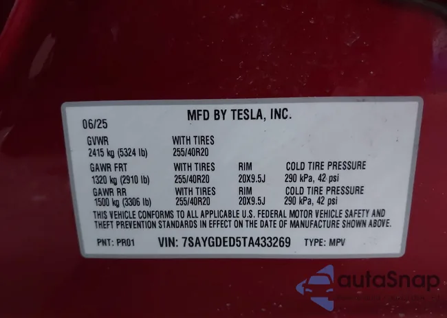 7SAYGDED5TA433269: 44201015