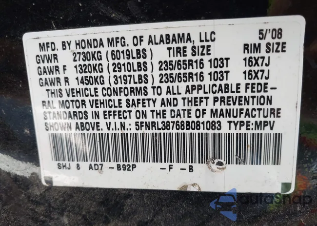 5FNRL38768B081083: 44201054