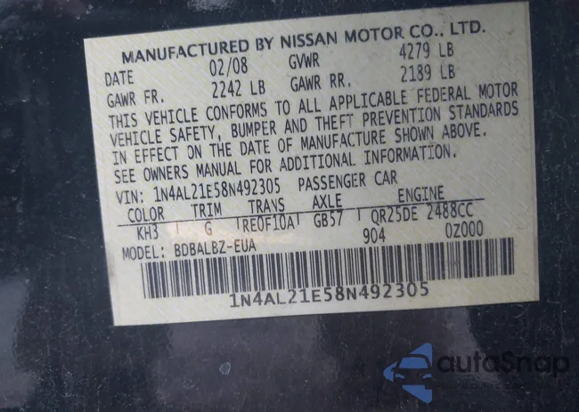 1N4AL21E58N492305: 44201123