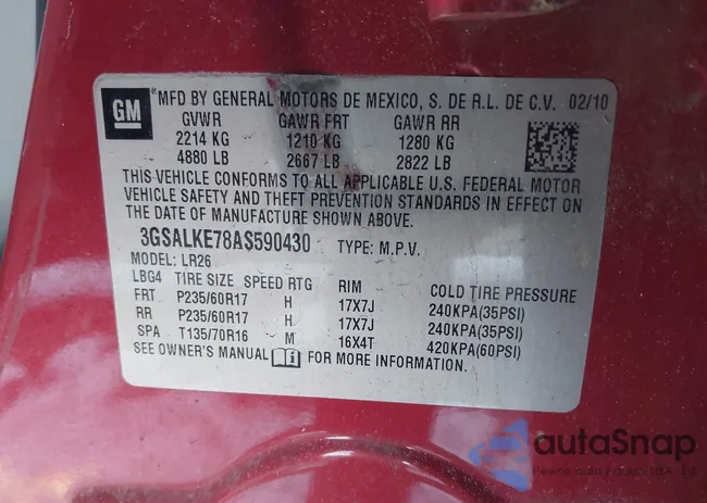 3GSALKE78AS590430: 44201145