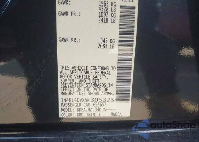 1N4BL4DVXNN305325: 44201231