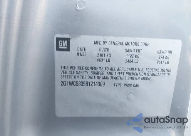 2G1WC583581214309: 44201245