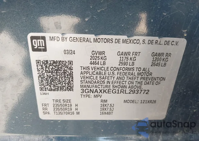 3GNAXKEG1RL293772: 44201319