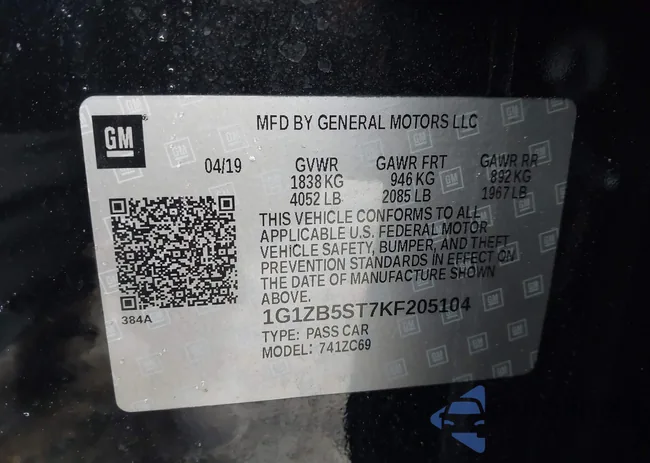 1G1ZB5ST7KF205104: 44201389