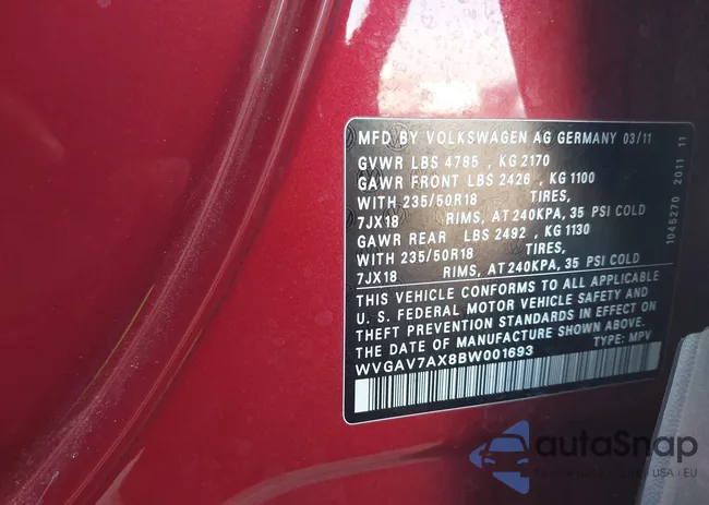 WVGAV7AX8BW001693: 44202620