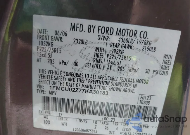 1FMCU02Z77KA30183: 44202699