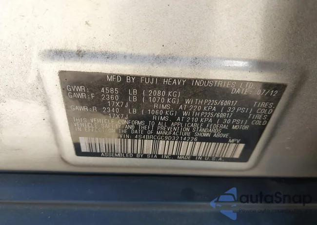 4S4BRCGC9D3214226: 44202700