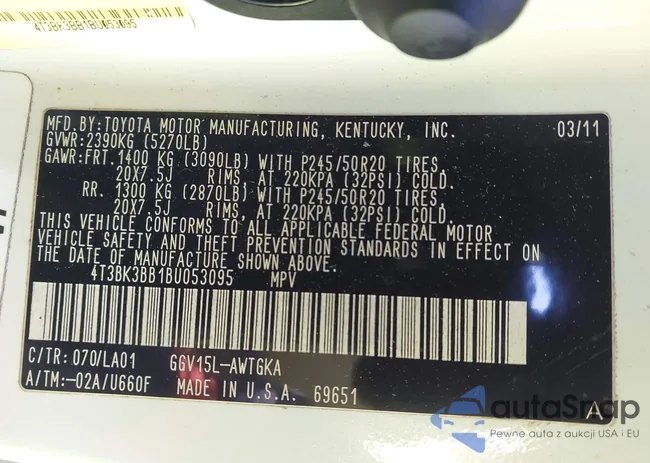 4T3BK3BB1BU053095: 44202746