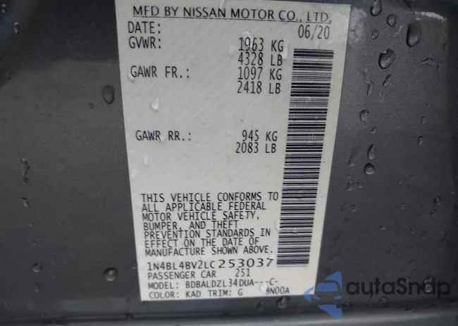 1N4BL4BV2LC253037: 44202796