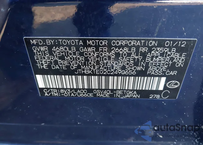 JTHBK1EG2C2490656: 44202000