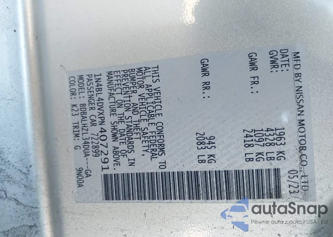 1N4BL4DVXPN407291: 44202015