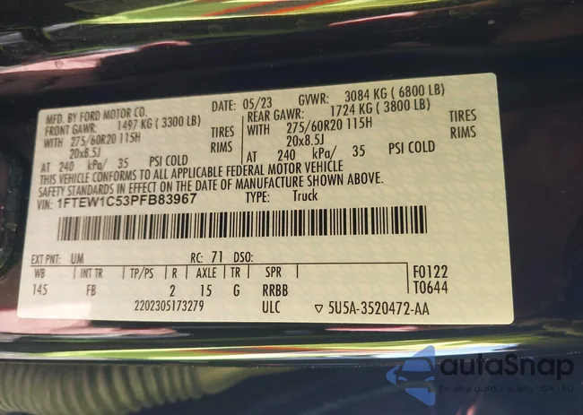 1FTEW1C53PFB83967: 44203425