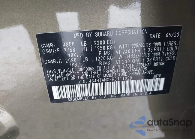 4S4BTANC3R3111030: 44203576