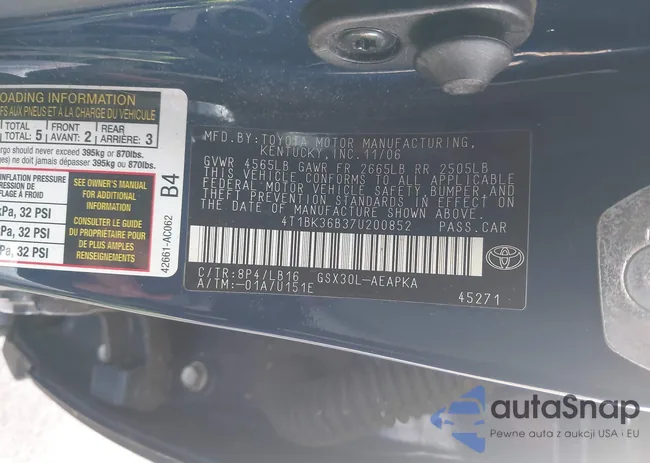 4T1BK36B37U200852: 44203605