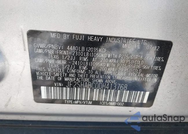 JF2SHABC0DH413768: 44203628