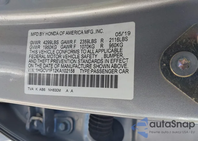 1HGCV1F12KA102158: 44203637