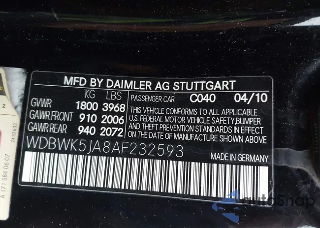 WDBWK5JA8AF232593: 44203730