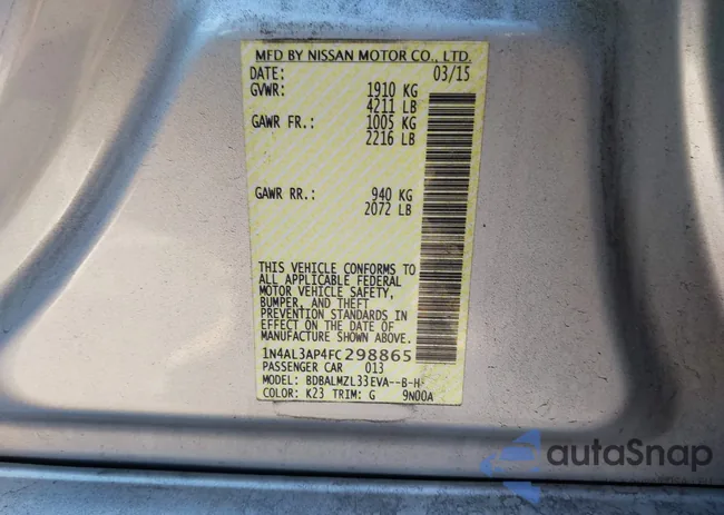 1N4AL3AP4FC298865: 44203827